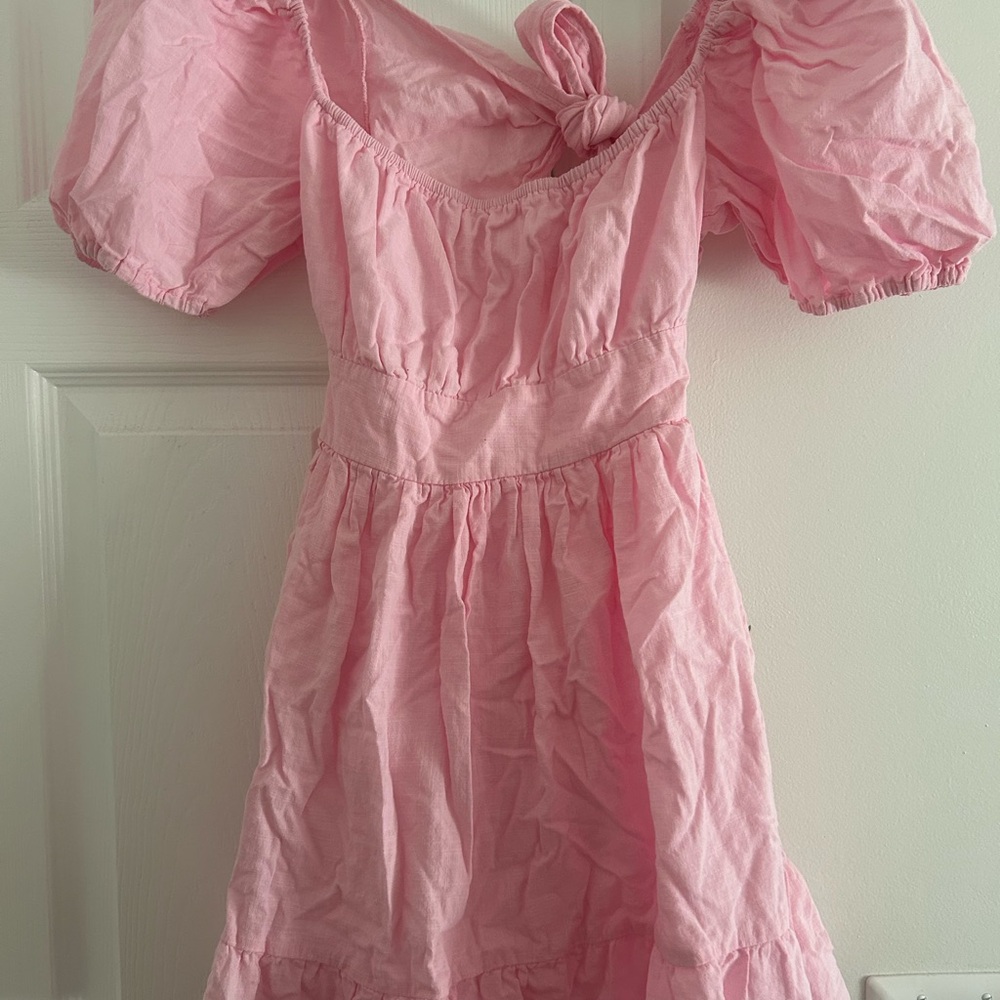 Pink Puff Sleeve Kids Dress